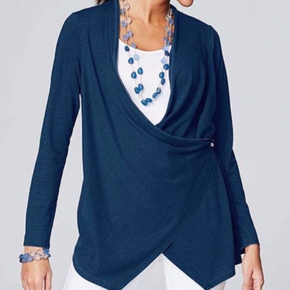 J Jill Pure Indigo Wrap Cardigan Top